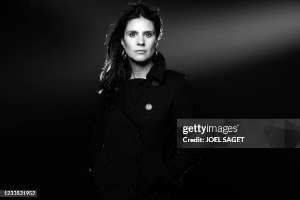 French TV host and journalist Apolline de Malherbe poses during a photo session in Paris, on July 5, 2021.