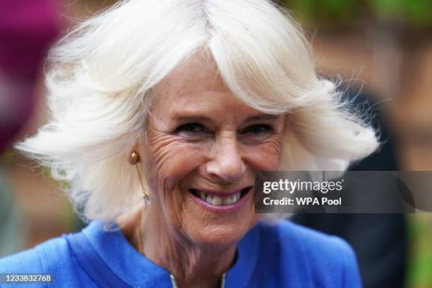 Camilla, Duchess of Cornwall, during a visit to Booths Bookshop to meet with the organisers of the Hay Festival and tour independent shops and local...