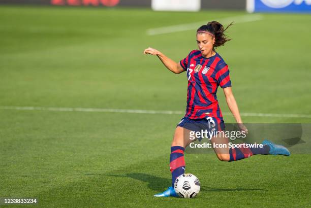 United States forward Alex Morgan in action during an international friendly match between Mexico and United States on July 5 , 2021 at Pratt &...