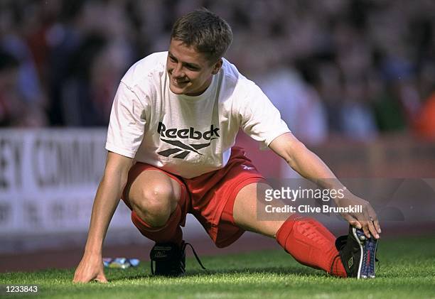 Michael Owen of Liverpool warms up before the FA Carling Premiership match against Arsenal played at Anfield in Liverpool, England. Liverpool won the...