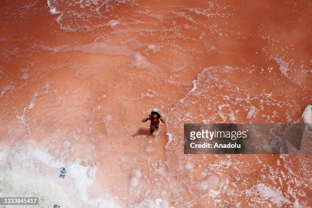 Drone photo shows that people enjoy at the Lake Urmia, one of the biggest saltwater lakes in the world located in the northwest of Iran, as it once...