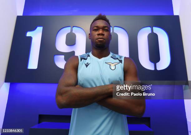 Felipe Caicedo poses during the SS Lazio medical tests at Formello sport centre on July 7, 2021 in Rome, Italy.