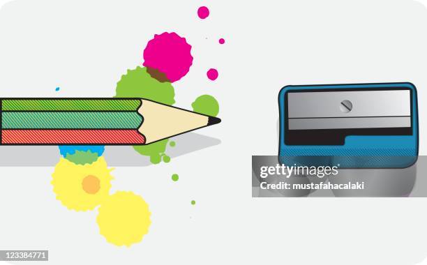 pencil and sharpener - pencil sharpener stock illustrations