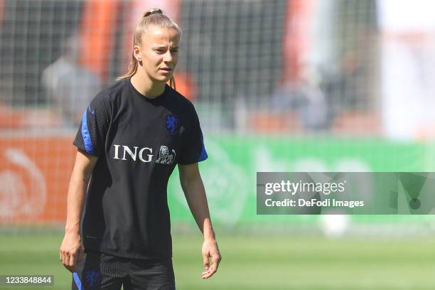 Lynn Wilms of Netherlands looks on during the training session of Netherlands Women at Mac3Park Stadium on July 03, 2021 in Zwolle, Netherlands.