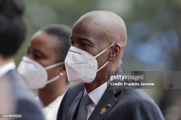 President of Haiti Jovenel Moïse arrives for President Guillermo Lasso inauguration speech at Asamblea Nacional on May 24, 2021 in Quito, Ecuador.