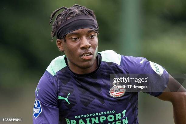 Noni Madueke of PSV Eindhoven looks on during the Pre-Seasom Friendly match between PSV Eindhoven v RWDM Brussels FC at De Herdgang on July 03, 2021...