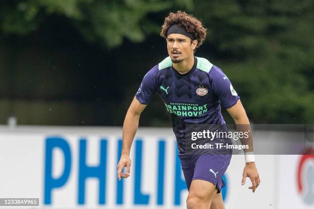 Andre Ramalho of PSV Eindhoven looks on during the Pre-Seasom Friendly match between PSV Eindhoven v RWDM Brussels FC at De Herdgang on July 03, 2021...