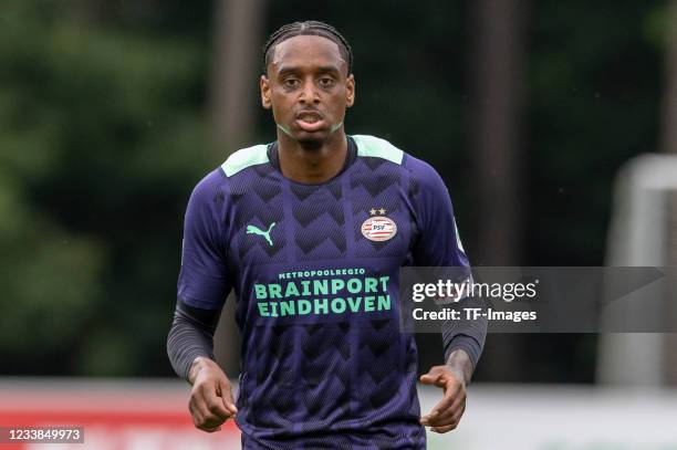 Pablo Rosario of PSV Eindhoven looks on during the Pre-Seasom Friendly match between PSV Eindhoven v RWDM Brussels FC at De Herdgang on July 03, 2021...