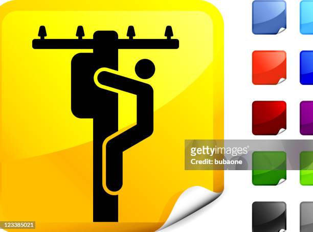 electrician climbing pole internet royalty free vector art - clambering stock illustrations