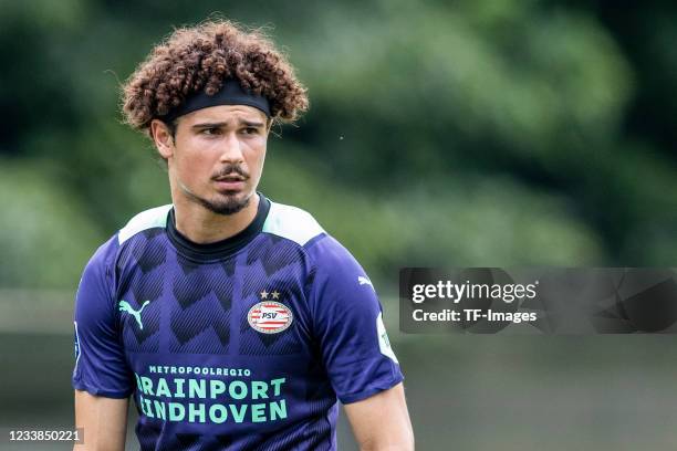 Andre Ramalho of PSV Eindhoven looks on during the Pre-Seasom Friendly match between PSV Eindhoven v RWDM Brussels FC at De Herdgang on July 03, 2021...