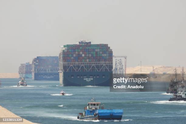 The Panama-flagged ship Ever Given set sail towards the northeastern Egyptian city of Ismailia for its departure from the Suez Canal and resumption...
