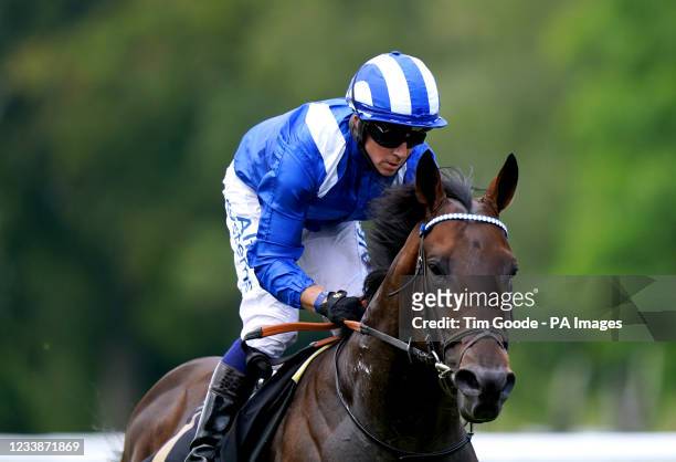 Baaeed ridden by Jim Crowley wins the Edmondson Hall Solicitors Sir Henry Cecil Stakes during Ladies Day of the 2021 Moet and Chandon July Festival...