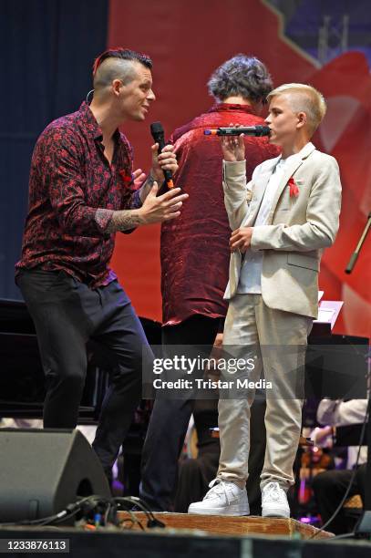 The Dark Tenor aka Billy Andrews and Phil Schaller of "The Voice Kids" during the HOPE anniversary concert as part of HOPE charity gala at...