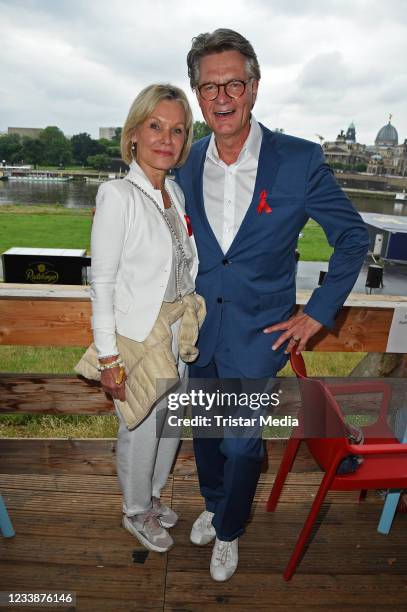 Peter Escher and his wife Ulrike Escher during the HOPE anniversary concert as part of HOPE charity gala at Koenigsufer on July 8, 2021 in Dresden,...