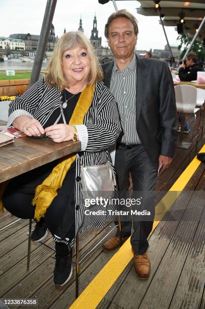 Angelika Mann and her husband Ralf Rasch during the HOPE anniversary concert as part of HOPE charity gala at Koenigsufer on July 8, 2021 in Dresden,...