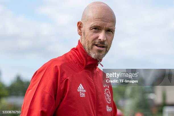 Head coach Erik Ten Hag of Ajax Amsterdam looks on during the Pre-Season Friendly match between Quick 20 Oldenzaal and Ajax Amsterdam at Sportpark...