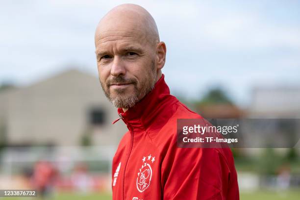 Head coach Erik Ten Hag of Ajax Amsterdam looks on during the Pre-Season Friendly match between Quick 20 Oldenzaal and Ajax Amsterdam at Sportpark...