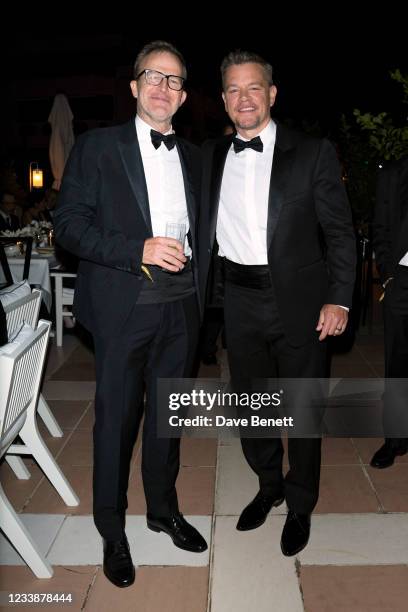 Director Tom McCarthy and Matt Damon attend the "Stillwater" Cannes Filmmaker dinner, presented by Universal Pictures, Focus Features, Participant, &...