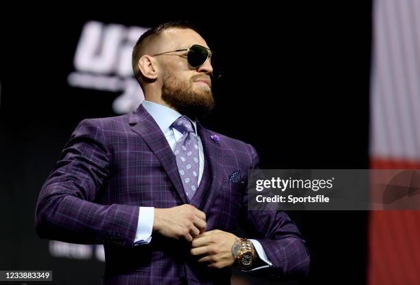 Nevada , United States - 8 July 2021; Conor McGregor during a press conference ahead of UFC 264 at the T-Mobile Arena in Las Vegas, Nevada, USA.
