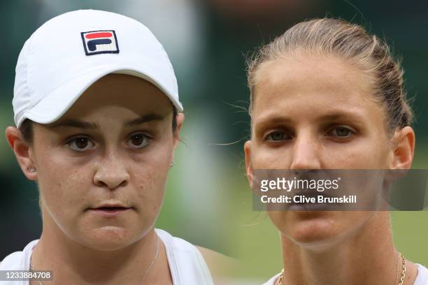 Karolina Pliskova of The Czech Republic looks on in her Ladies' Singles Semi-Final match against Aryna Sabalenka of Belarus on Day Ten of The...