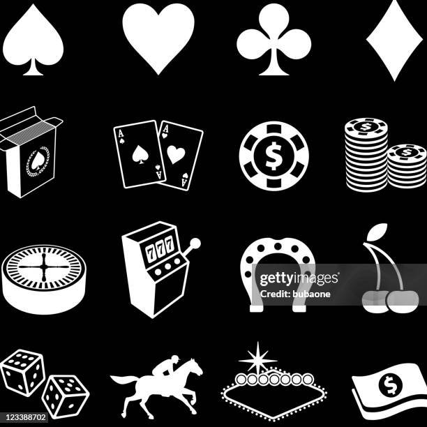 stockillustraties, clipart, cartoons en iconen met gambling , poker and las vegas royalty free vector icon set - roulettewiel