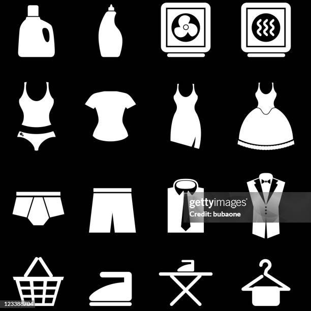 laundry royalty free vector icon set - empty laundry basket stock illustrations