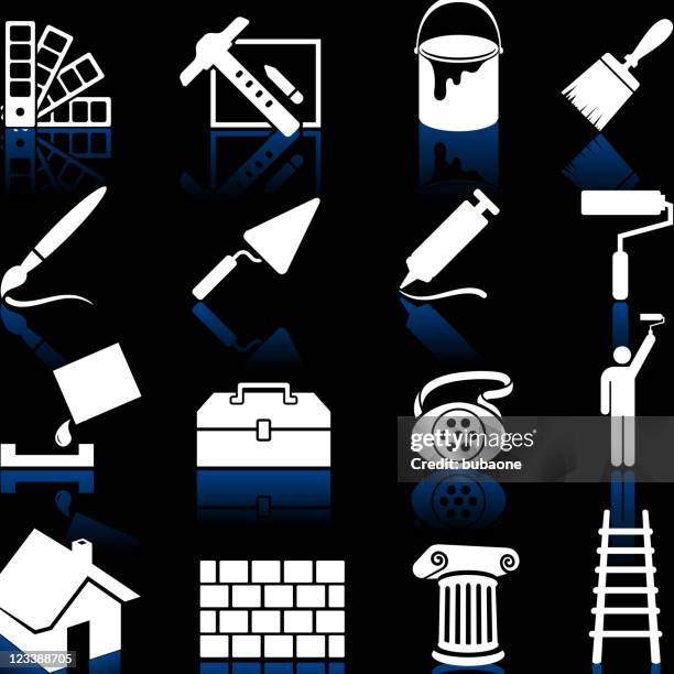 house painting royalty free vector icon set - painted roof stock illustrations