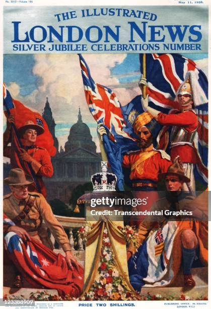 An allegorical image is on the cover of the Illustrated London News for May 11 printed in London, England.