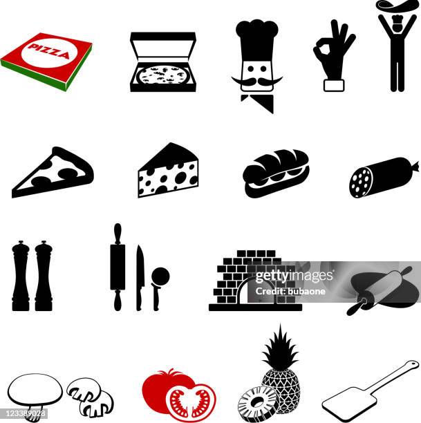 black and white pizza iconography images - submarine sandwich stock illustrations