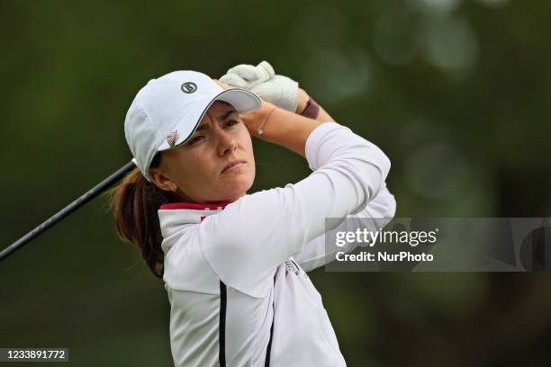 Klara Spilkova of Prague, Czech Republic hits from the 3rd tee during the second round of the Marathon LPGA Classic golf tournament at Highland...