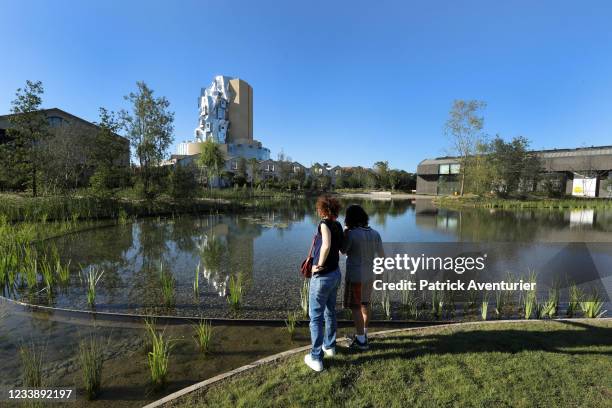 Fondation Luma opening in Arles, south of France on July 7, 2021 in Arles, France.The twisting tower clad in reflective aluminium tiles, designed by...