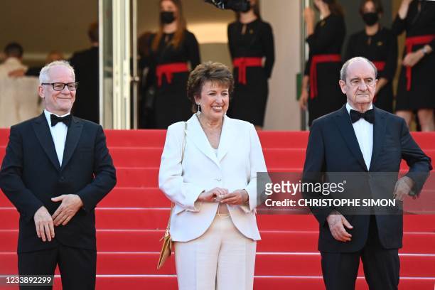 Cannes Film Festival director Thierry Fremaux , French Culture minister Roselyne Bachelot and President of the Cannes Film Festival Pierre Lescure...