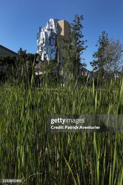 Fondation Luma opening in Arles, south of France on July 7, 2021 in Arles, France.The twisting tower clad in reflective aluminium tiles, designed by...