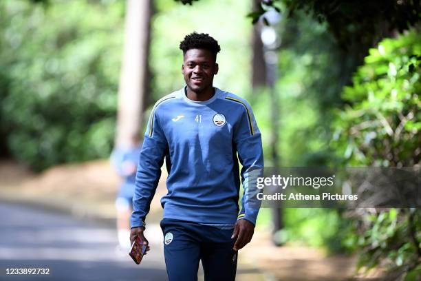 Jordon Garrick of Swansea City during the training session at Pennyhill Park on July 07, 2021 in Surrey, England.