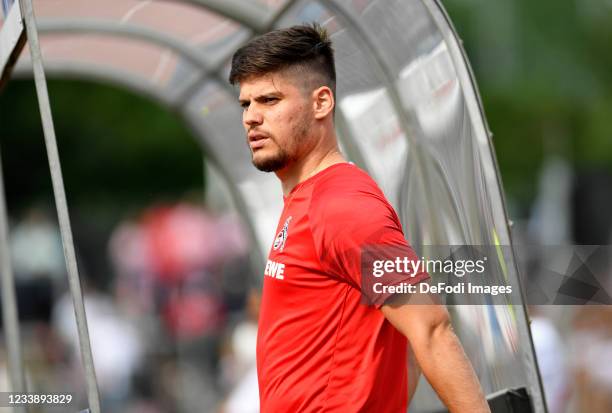 Jorge Mere of 1. FC Koeln looks on during the Pre-Season Friendly match between Fortuna Koeln and 1. FC Koeln at Suedstadion on July 9, 2021 in...