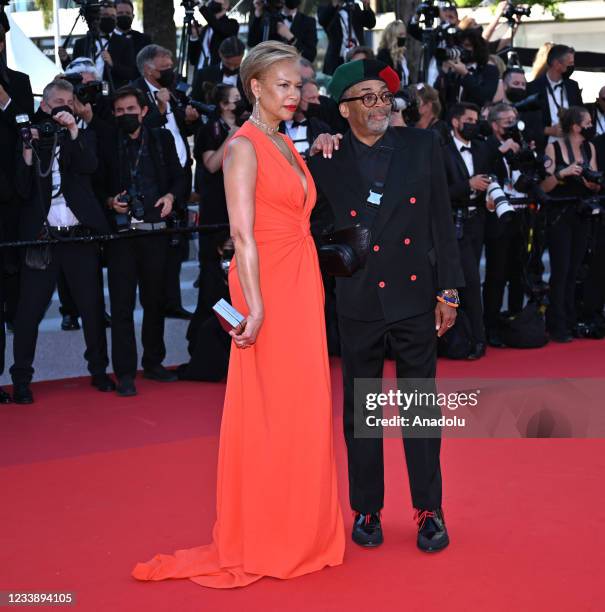 Director Jury President Spike Lee and his wife Tonya Lewis Lee arrive for the screening of The film âBenedetta' in the competition at the 74th annual...