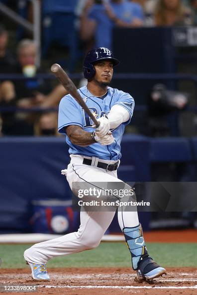 Tampa Bay Rays infielder Wander Franco bats during the MLB game... News ...