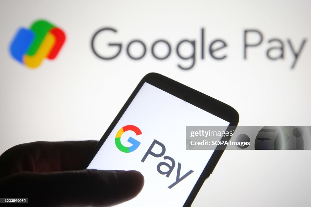 In this photo illustration, Google Pay (stylized as G Pay)...