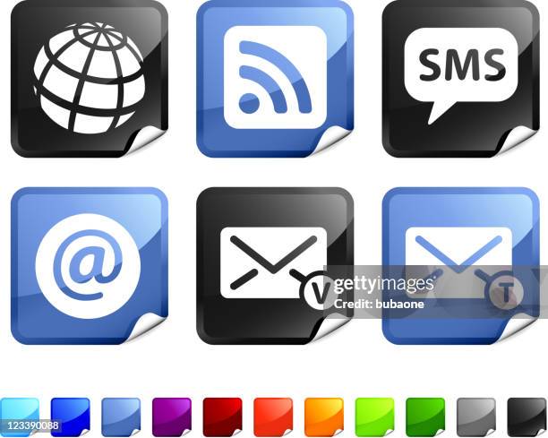 internet communication royalty free vector icon set stickers - answering machine stock illustrations