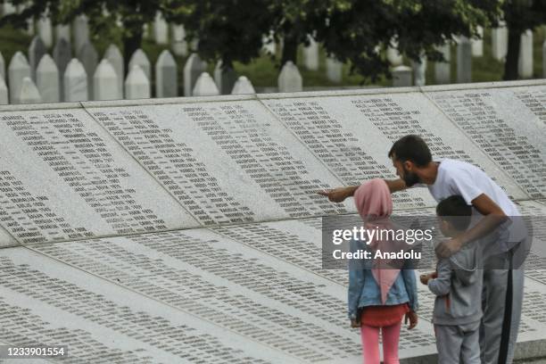 Relatives of Srebrenica Genocide victims visit memorial cemetery in Potocari for commemorating the victims with prays and tears, on the 26th...