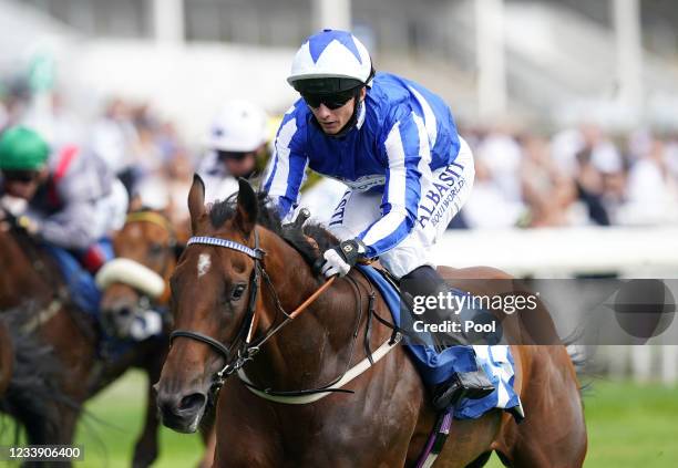 Winter Power and David Allan comes home to win the John Smith's City Walls Stakes at York Racecourse on July 10, 2021 in York, England.