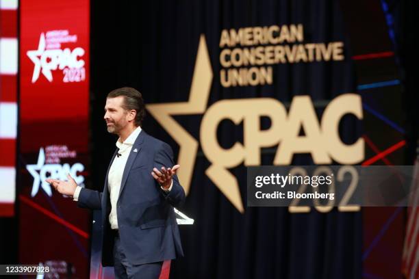 Donald Trump Jr., executive vice president of development and acquisitions for Trump Organization Inc., speaks during the Conservative Political...