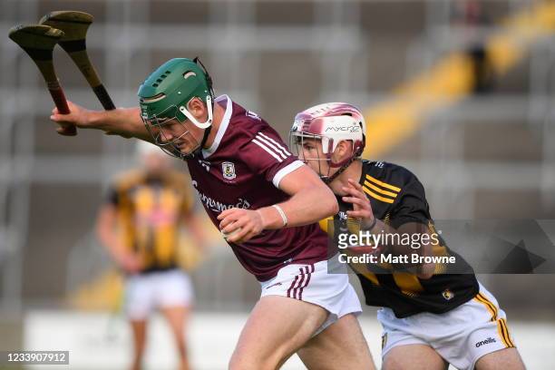 Laois , Ireland - 10 July 2021; Gavin Lee of Galway in action against Niall Rowe of Kilkenny during the 2020 Electric Ireland GAA Hurling All-Ireland...
