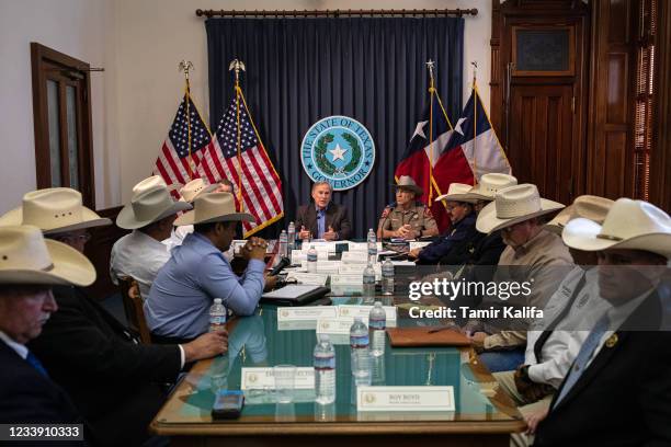 Texas Gov. Greg Abbott speaks during a border security briefing with sheriffs from border communities at the Texas State Capitol on July 10 in...