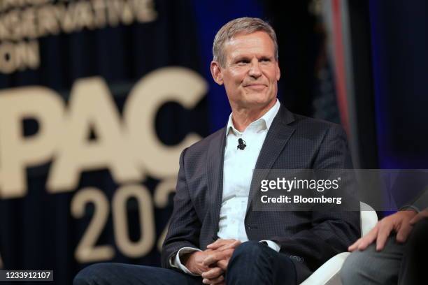 Bill Lee, governor of Tennessee, smiles during the Conservative Political Action Conference in Dallas, Texas, U.S., on Saturday, July 10, 2021. The...