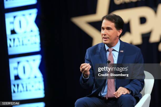 Scott Walker, former governor of Wisconsin, speaks during the Conservative Political Action Conference in Dallas, Texas, U.S., on Saturday, July 10,...