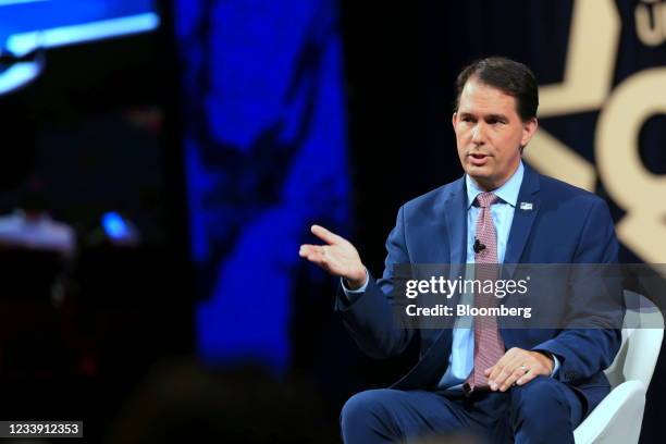 Scott Walker, former governor of Wisconsin, speaks during the Conservative Political Action Conference in Dallas, Texas, U.S., on Saturday, July 10,...