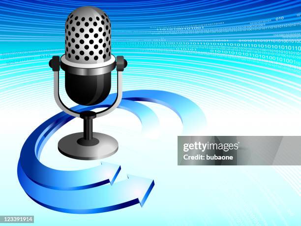 digital radio on abstract technology and communication background - microphone background stock illustrations