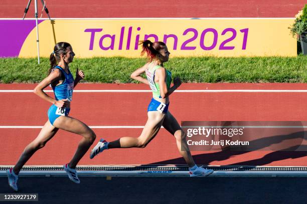 Nadia Battocleti of Italy competes during Women's 5000m Final on day four of the 2021 European Athletics U23 Championships at Kadriorg Stadium on...