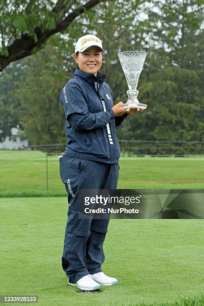 Nasa Hataoka of Ibaraki, Japan holds up the trophy after winning the Marathon LPGA Classic presented by Dana golf tournament at Highland Meadows Golf...